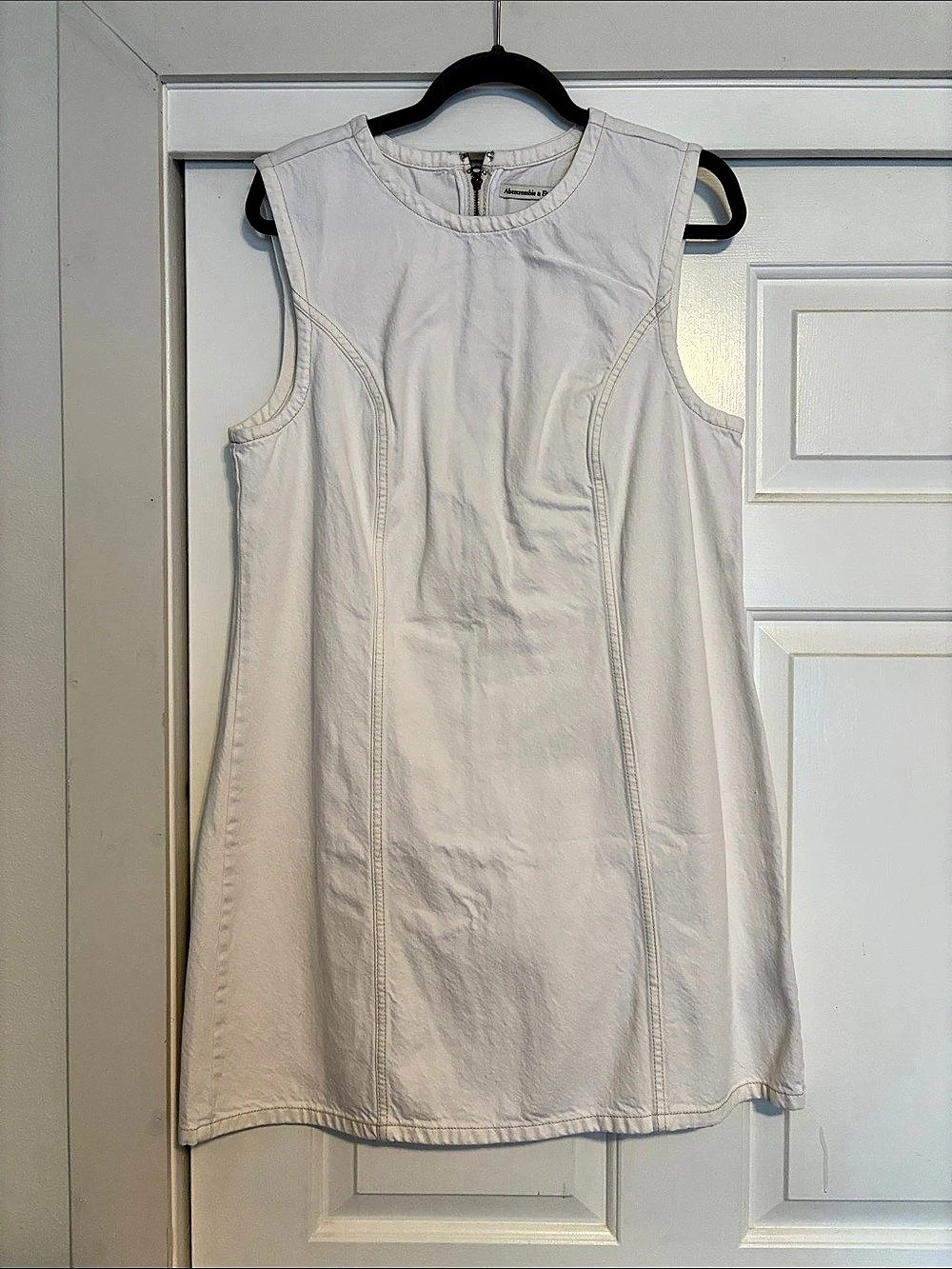 Abercrombie & Fitch The A&F Mila High-Neck Denim Mini Dress White Large